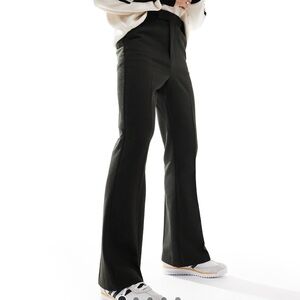 ASOS DESIGN smart high rise flared wool mix pants in forest green